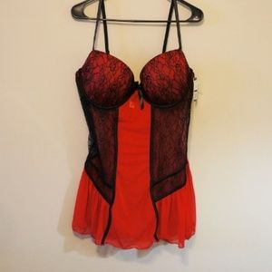 *NWT*  Baby Doll Red and Black Lingerie + Thong